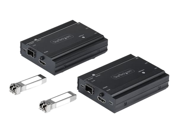 StarTech.com 4K HDMI KVM-förlängare över fiber - HDMI-video och USB-fjärrkontroll för KVM-omkopplare/-konsol - upp till 300 m (MultiMode) - 2x 10G MMF SFP+-moduler - KVM-förlängningssats (TX / RX)