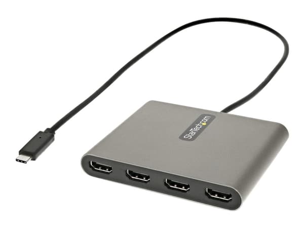 StarTech.com USB C till 4 HDMI-adapter - Externa video- och grafikkort - USB Type-C till dongel för Quad HDMI-skärmadapter - 1080p 60 Hz - Videokonve Grå