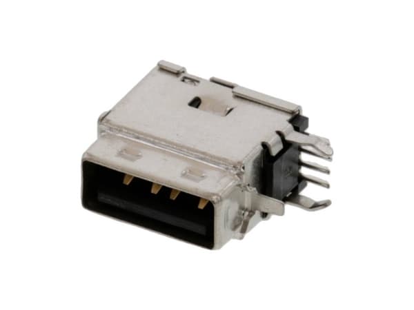 Molex 894858003 Universal Serial Bus (USB) Shielded I/O Type A Receptacle, Single Upright, Right-Angle, Terminal Length 2
