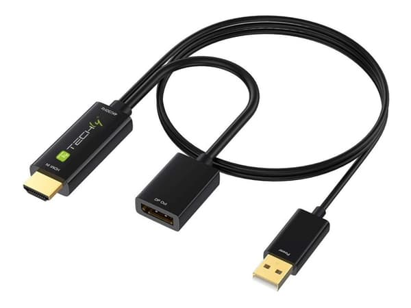 TECHly - Video adapter - HDMI hann til USB (kun strøm), DisplayPort - svart - 4 Kx2K60 Hz-støtte