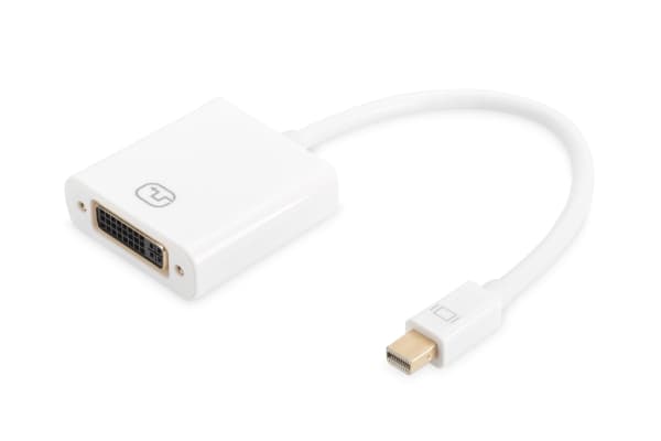 DIGITUS - Video adapter - Mini DisplayPort (hann) til DVI-I (hunn) - Displayport 1.2/Thunderbolt 2 - 15 cm - 1080p støtte 60 Hz - hvit