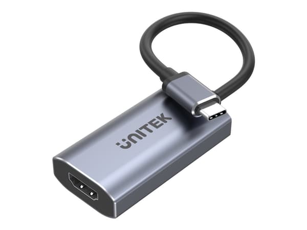 Unitek V1414A - Videoadapteri - 24 pin USB-C han til HDMI hun - 15 cm - avaruusharmaa - 8K60 Hz tuki