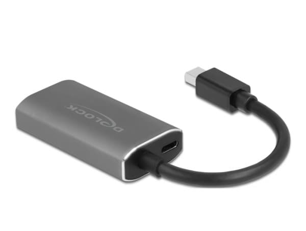 Delock - Video adapter - Mini DisplayPort hann til HDMI, USB-C (kun strøm) hunn - grå, svart - 8K-støtte