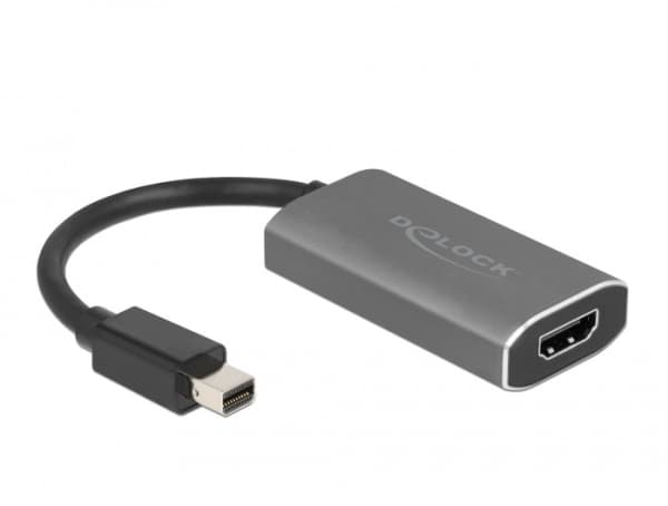 Delock - Video adapter - Mini DisplayPort hann til HDMI, USB-C (kun strøm) hunn - grå, svart - 8K-støtte