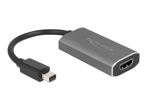 Delock - Video adapter - Mini DisplayPort hann til HDMI, USB-C (kun strøm) hunn - grå, svart - 8K-støtte