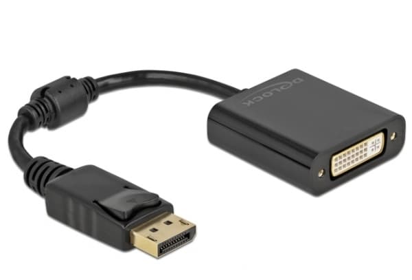 Delock - Adapterkabel - DisplayPort (hann) låst til DVI-I (hunn) skrubar - DisplayPort 1.1 - 15 cm - passiv - svart