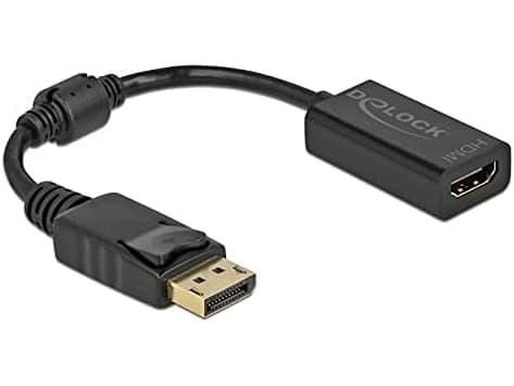 Delock - Video adapter - DisplayPort hann låsing til HDMI hunn - 15 cm - svart - passiv omformer, 1080p støtte 60 Hz
