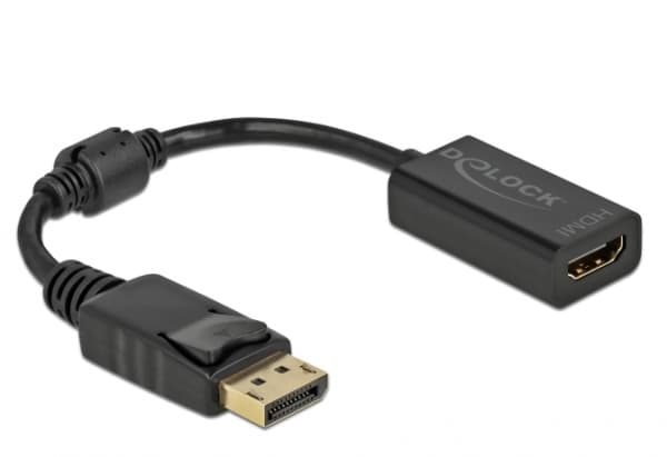Delock - Video adapter - DisplayPort hann låsing til HDMI hunn - 15 cm - svart - passiv omformer, 1080p støtte 60 Hz