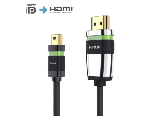 PureLink Ultimate Series ULS2000 - High Speed - adapterkabel - Mini DisplayPort hann til HDMI hann låsing - 1 m - trippel beskyttelse - svart - rund,