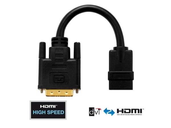 Purelink PureInstall - Video adapter - DVI-D hann til HDMI hunn - 10 cm - trippel beskyttelse - svart