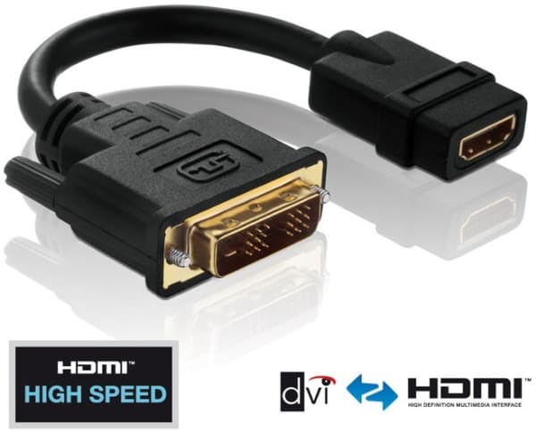Purelink PureInstall - Video adapter - DVI-D hann til HDMI hunn - 10 cm - trippel beskyttelse - svart