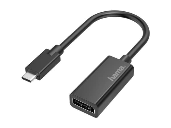 Hama - USB / DisplayPort-adapter - 24 pin USB-C (hann) til DisplayPort (hunn) - Thunderbolt 3 - 4K-støtte - svart