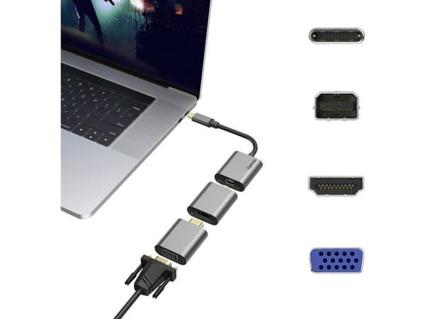 Hama - Video/lyd-adaptersett - antrasitt - 4K-støtte
