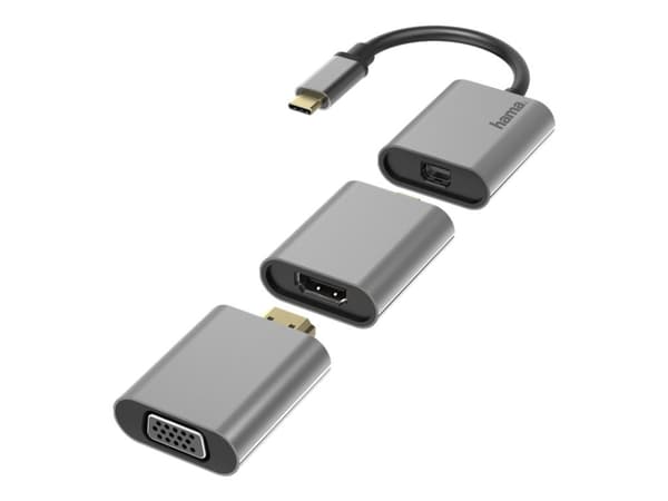 Hama - Video/lyd-adaptersett - antrasitt - 4K-støtte Grå