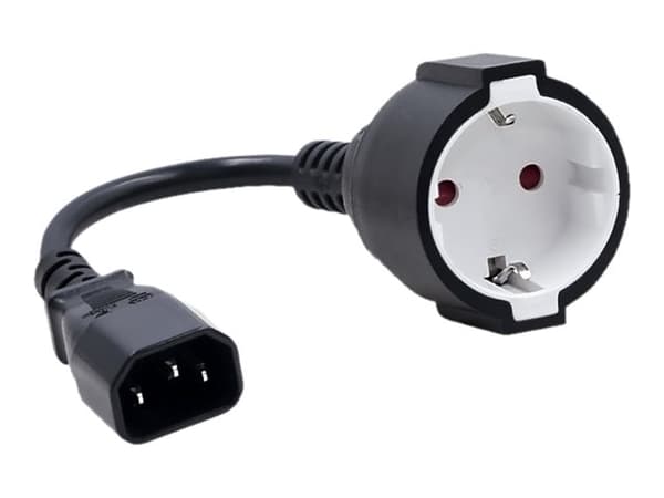 Qoltec - Virtalähdeadapteri - IEC 60320 C14 - tyyppi F (naaras) - AC 250 V - 16 A - 15 cm - musta