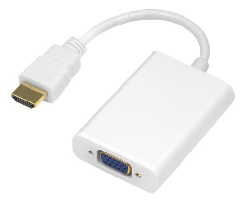 DELTACO - Videokort - HDMI hane till 15 pin D-Sub (DB-15), minijack, Mikro-USB typ B (endast ström) hona - 20 cm - vit - 1080p stöd 60 Hz