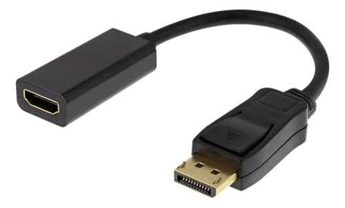 DELTACO - Video adapter - DisplayPort hann til HDMI hunn - 20 cm - svart - 4K 60Hz støtte