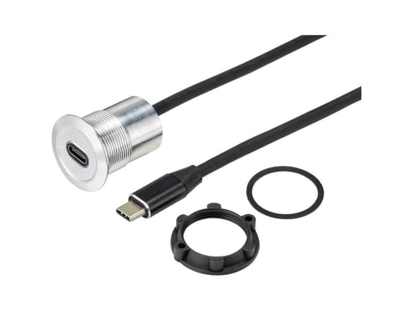 TRU COMPONENTS TC-9534344 USB-indbygningstilslutning Tilslutning, indbygning USB-C® bøsning Paneltykkelse 1-10 mm Indhold: 1 stk