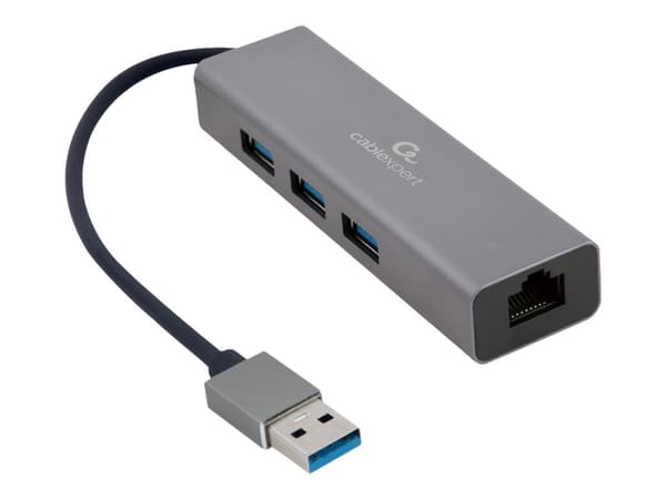 Cablexpert - Hubb - 3 x SuperSpeed USB 3.0 + 1 x 10/100/1000 - skrivbordsmodell