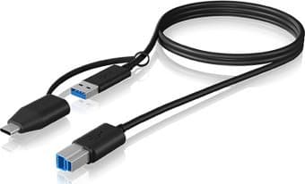 ICY BOX USB-kabel USB 3.2 Gen1 (USB 3.0) USB-B hankontakt, USB-A honkontakt, USB-C®-kontakt 1,00 m Svart 60858