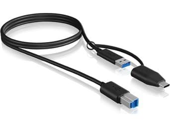 ICY BOX USB-kabel USB 3.2 Gen1 (USB 3.0) USB-B hankontakt, USB-A honkontakt, USB-C®-kontakt 1,00 m Svart 60858