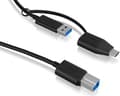 Miniatyrbild 2 av 5: ICY BOX USB-kabel USB 3.2 Gen1 (USB 3.0) USB-B hankontakt, USB-A honkontakt, USB-C®-kontakt 1,00 m Svart 60858