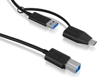 ICY BOX USB-kabel USB 3.2 Gen1 (USB 3.0) USB-B hankontakt, USB-A honkontakt, USB-C®-kontakt 1,00 m Svart 60858