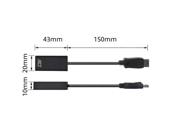 ACT AC7555 Videokabel-Adapter 0,15 m DisplayPort HDMI Typ A (Standard) Schwarz (AC7555)