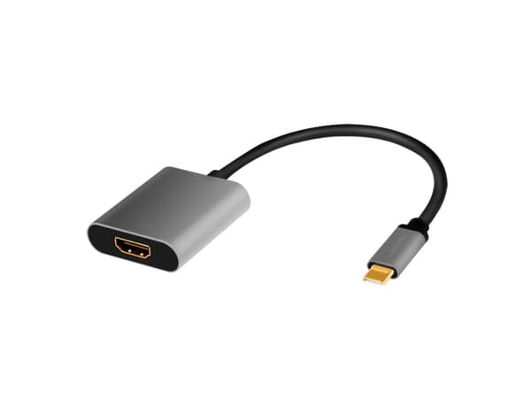 LogiLink CUA0103, USB 3.2 Gen1 Type-C, HDMI-A, 0,15 m, Svart, Grå