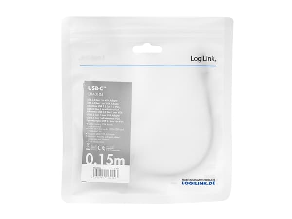 LogiLink CUA0104, 0,15 m, USB Type-C, VGA (D-Sub), Hankjønn, Hunkjønn, Rett