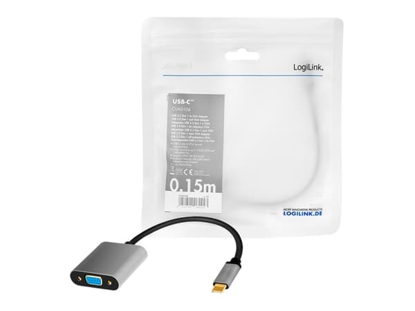 LogiLink CUA0104, 0,15 m, USB Type-C, VGA (D-Sub), Hankjønn, Hunkjønn, Rett