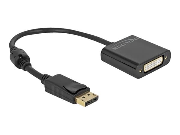 Delock - Video adapter - enkeltlenke - DisplayPort (hann) til DVI-I (hunn) - DisplayPort 1.2 - 20 cm - 4K-støtte, aktiv - svart