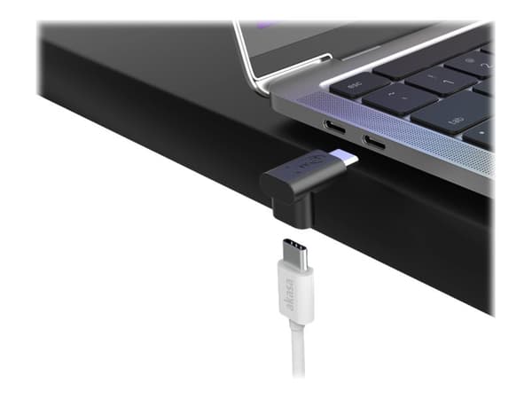 Akasa - USB-adapter - 24 pin USB-C (hann) til 24 pin USB-C (hunn) høyrevinklet - USB 3.2 Gen 2 - 5 V - 3 A - svart (en pakke 2)