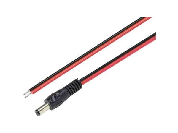 TRU COMPONENTS Lavvoltstilslutningskabel Lavspændingsstik - åben ende 5.5 mm 2.1 mm 2.00 m 1 stk