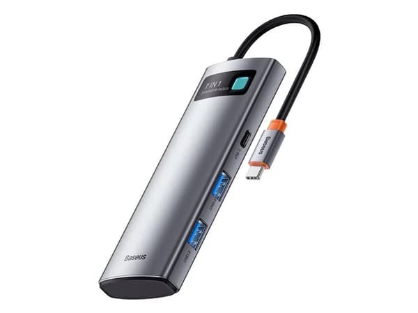 Baseus 7-i-1 adapter WKWG020113 Hub USB-C till 2x USB 3.0 + HDMI + 2x USB-C + microSD/SD-läsare