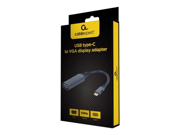 Cablexpert - Videokort - 24 pin USB-C (hane) till HD-15 (VGA) (hona) - USB 3.0 - 15 cm - stöd för 1920 x 1080 vid 60 Hz - rymdgrå