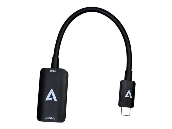 V7 - Videokort - 24 pin USB-C hane till HDMI hona - trippelskärmad - svart - 4K60Hz stöd