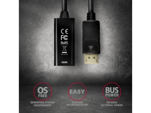Axagon RVD-HI14N, 0,18 m, DisplayPort, HDMI, Hankjønn, Hunkjønn, Rett