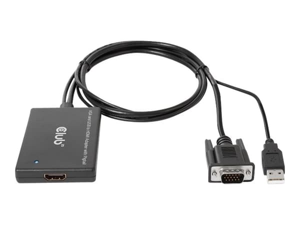 Club 3D - Video adapter - HD-15 (VGA), USB (kun strøm) hann til HDMI hunn - 60 cm - skjermet - 1080p-støtte