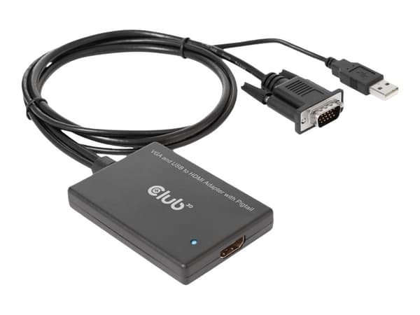Club 3D - Video adapter - HD-15 (VGA), USB (kun strøm) hann til HDMI hunn - 60 cm - skjermet - 1080p-støtte