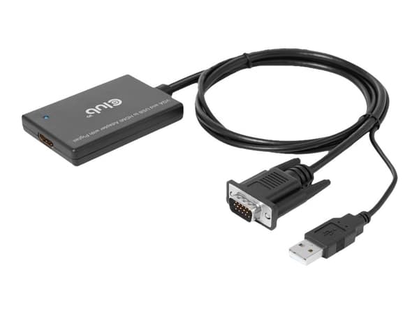 Club 3D - Video adapter - HD-15 (VGA), USB (kun strøm) hann til HDMI hunn - 60 cm - skjermet - 1080p-støtte