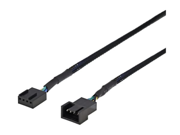 DELTACO - Jatkojohto tuulettimen virralle - 4-nastainen tuuletinliitin (uros) 4-nastaiseen tuuletinliitäntään (naaras) - 30 cm