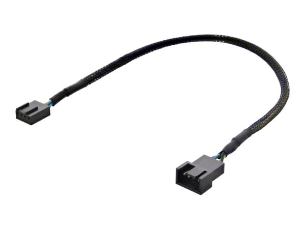 DELTACO - Jatkojohto tuulettimen virralle - 4-nastainen tuuletinliitin (uros) 4-nastaiseen tuuletinliitäntään (naaras) - 30 cm
