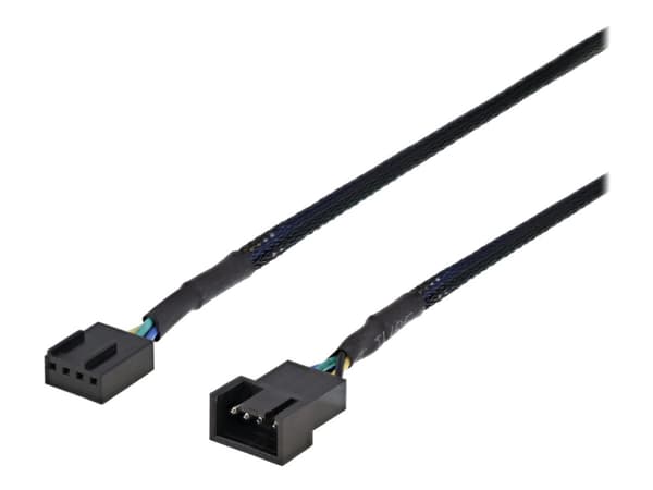 DELTACO - Jatkojohto tuulettimen virralle - 4-nastainen tuuletinliitin (uros) 4-nastaiseen tuuletinliitäntään (naaras) - 30 cm