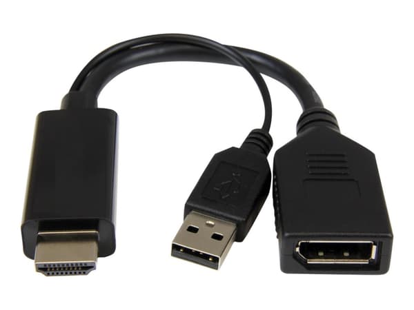 Cablexpert - Video adapter - DisplayPort hunn til HDMI, USB (kun strøm) hann - 10 cm - 4K 30Hz støtte, aktiv