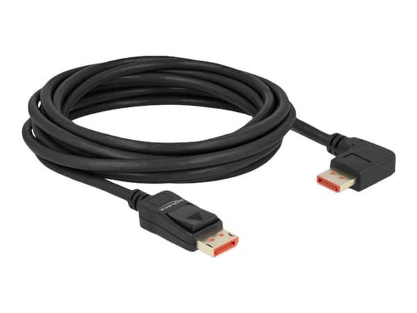 Delock - DisplayPort-kabel - DisplayPort (hann) rett til DisplayPort (hann) høyrevinklet - DisplayPort 1.4 - 5 m - 8 K 60 Hz (7680 x 4320) støtte - s