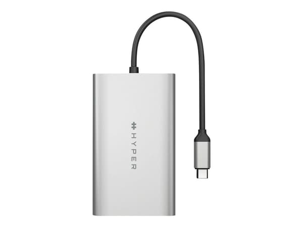 HyperDrive Dual - Videosovitin - 24-nastainen USB-C til HDMI, 24-nastainen USB-C - USB Power Delivery (100 W), 4K30 Hz (HDMI 2. näyttö), 4K60 Hz (HDM