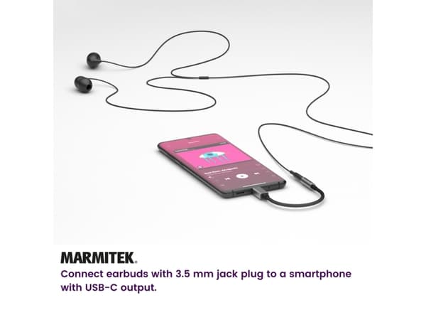 Marmitek 08374, Sort, Sølv, USB C, 3.5mm, 0,15 m, Hanstik, Hunstik