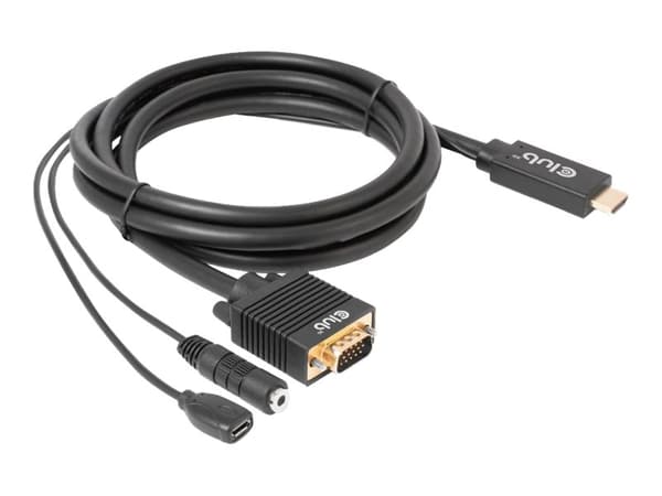Club 3D - Adapterkabel - HDMI, Micro-USB type B (kun strøm) hann til HD-15 (VGA), mini-phone stereo 3.5 mm - 2 m - 1080p-støtte