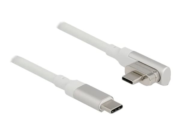 Delock - USB-kabel - 24 pin USB-C (hane) vinklad, magnetisk till 24 pin USB-C (hane) - USB 3.2 Gen 2 / Thunderbolt 3 - 1.2 m - USB-strömleverans (5A,